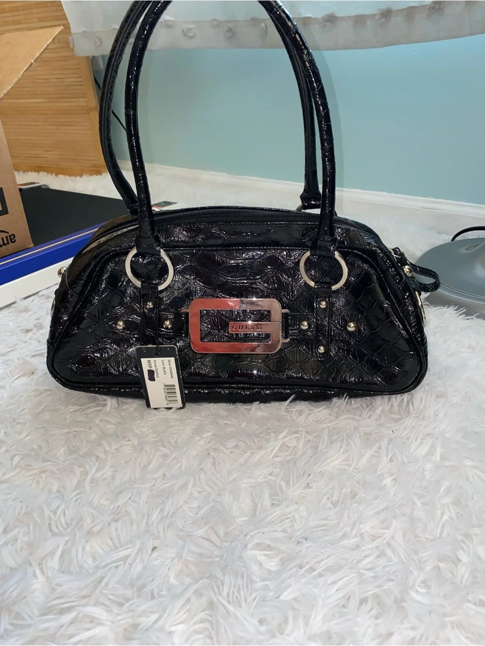 Guess vintage y2k patent leather croc embossed shoulder bag McBling NWT
